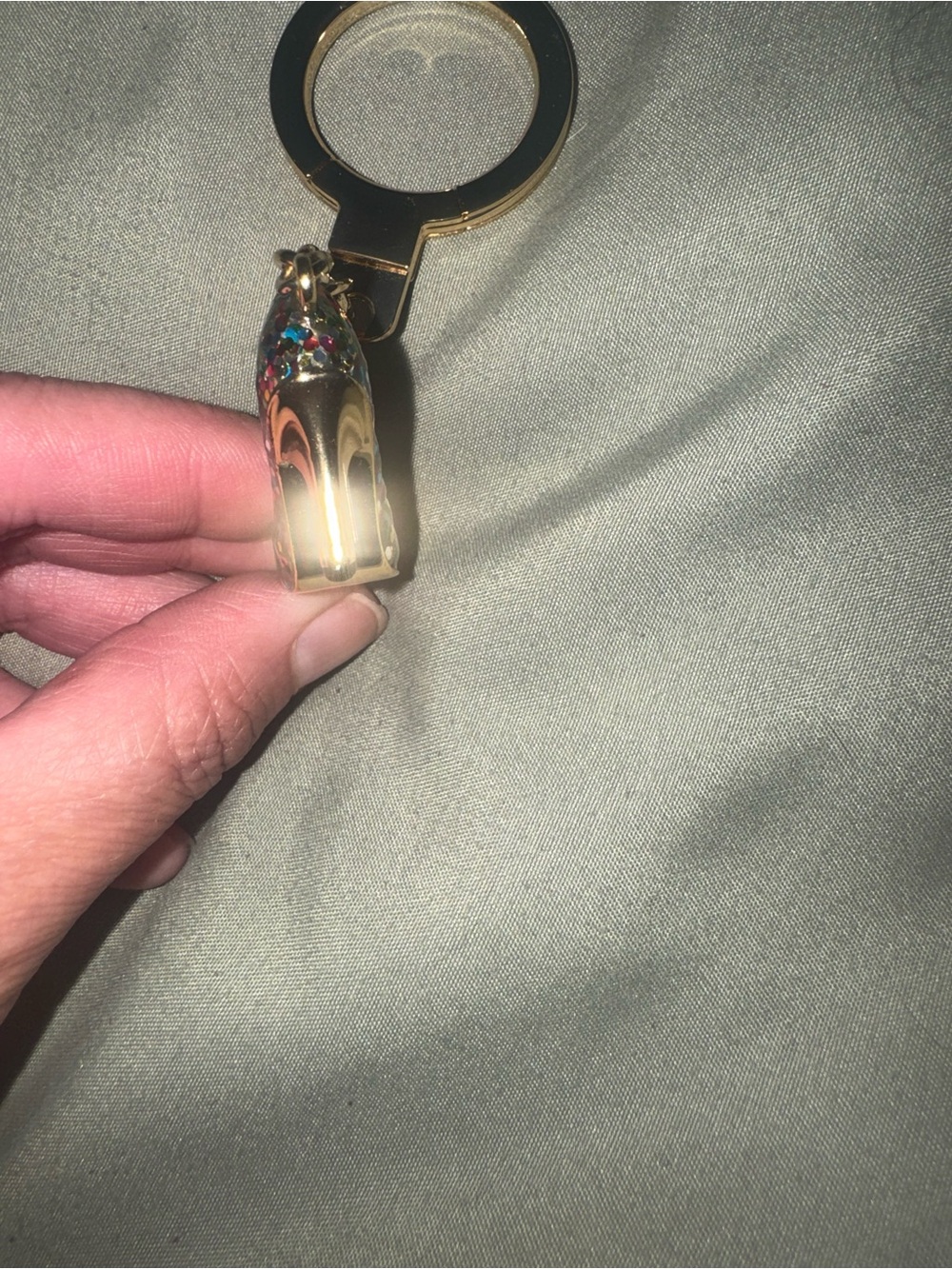 Kate spade Gold High Heel Keychain, Fob Multicolor Glitter Accent. rare! - Picture 5 of 10